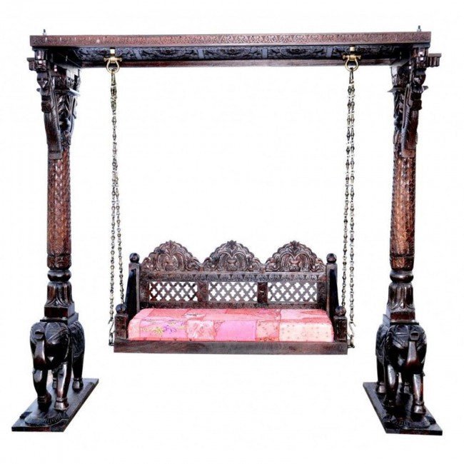 Hand Carved Indian solid Wooden Swing – handcrafted solid wood furniture