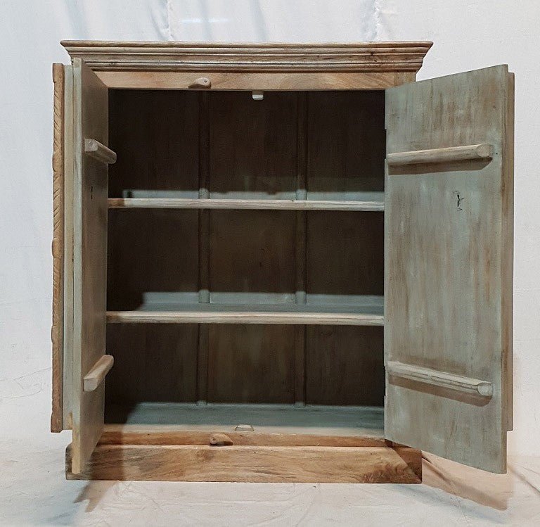 Hand Carved Natural Wooden Small Cabinet Pantry Cupboard – handcrafted solid wood furniture
