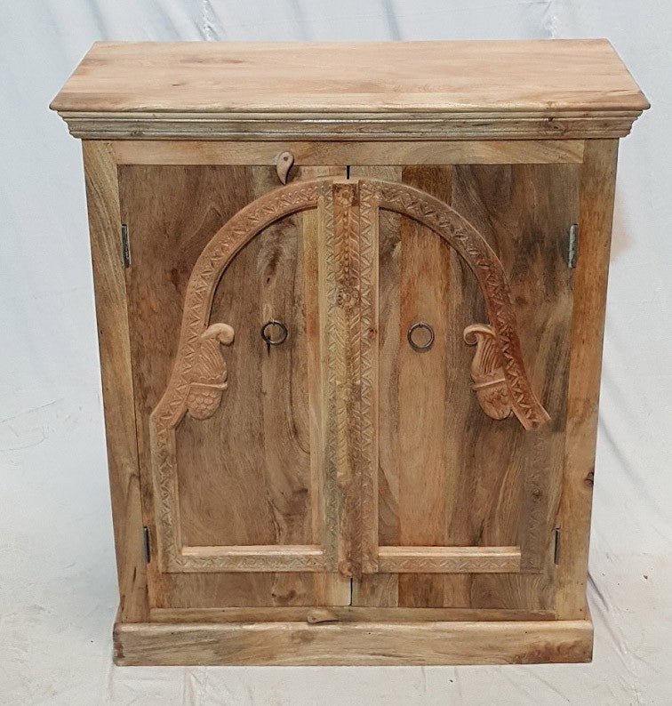 Hand Carved Natural Wooden Small Cabinet Pantry Cupboard – handcrafted solid wood furniture