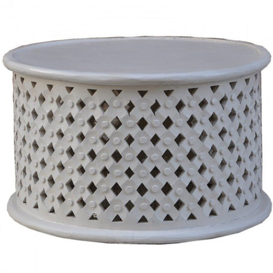 Hand Carved Round Coffee Table – handcrafted solid wood furniture