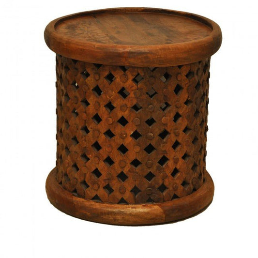 Hand Carved Round Coffee Table Small – handcrafted solid wood furniture