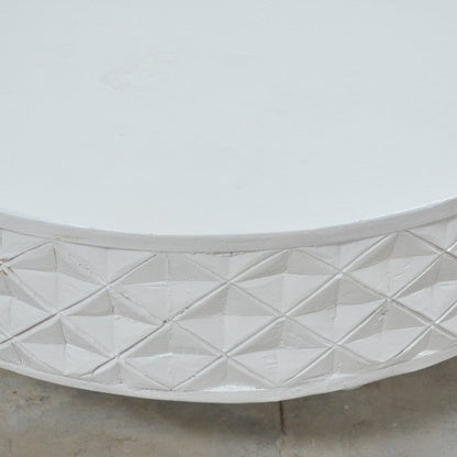 Hand Carved Round Coffee Table with Legs – handcrafted solid wood furniture