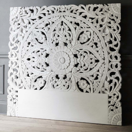 Hand Carved Wooden Bedhead and headboard – handcrafted solid wood furniture