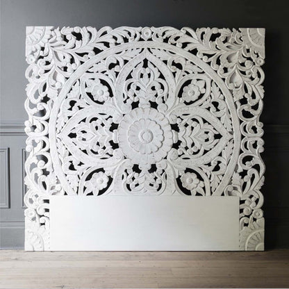 Hand Carved Wooden Bedhead and headboard – handcrafted solid wood furniture
