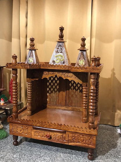 Hand Carved wooden Temple / Puja Ghar / Hand Made Indian Temple – handcrafted solid wood furniture