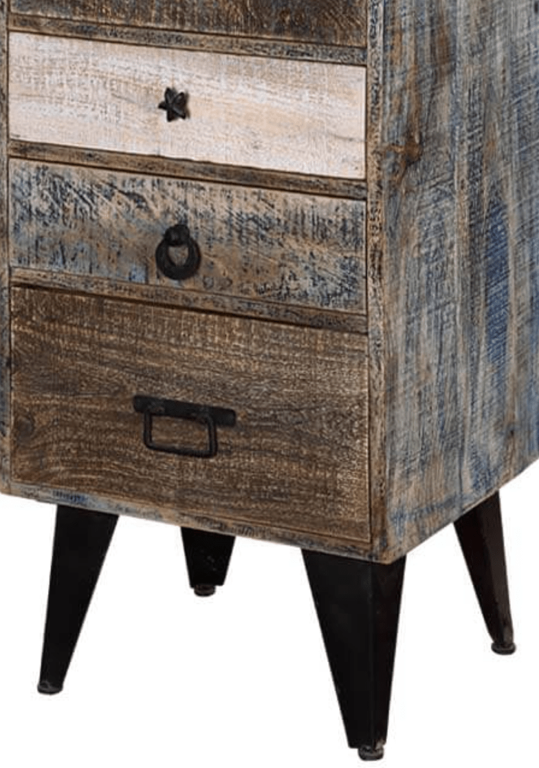 Hand Made Distress Mango Wood 7 Drawer Tall Chest – handcrafted solid wood furniture