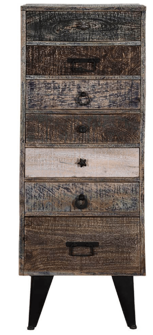Hand Made Distress Mango Wood 7 Drawer Tall Chest – handcrafted solid wood furniture