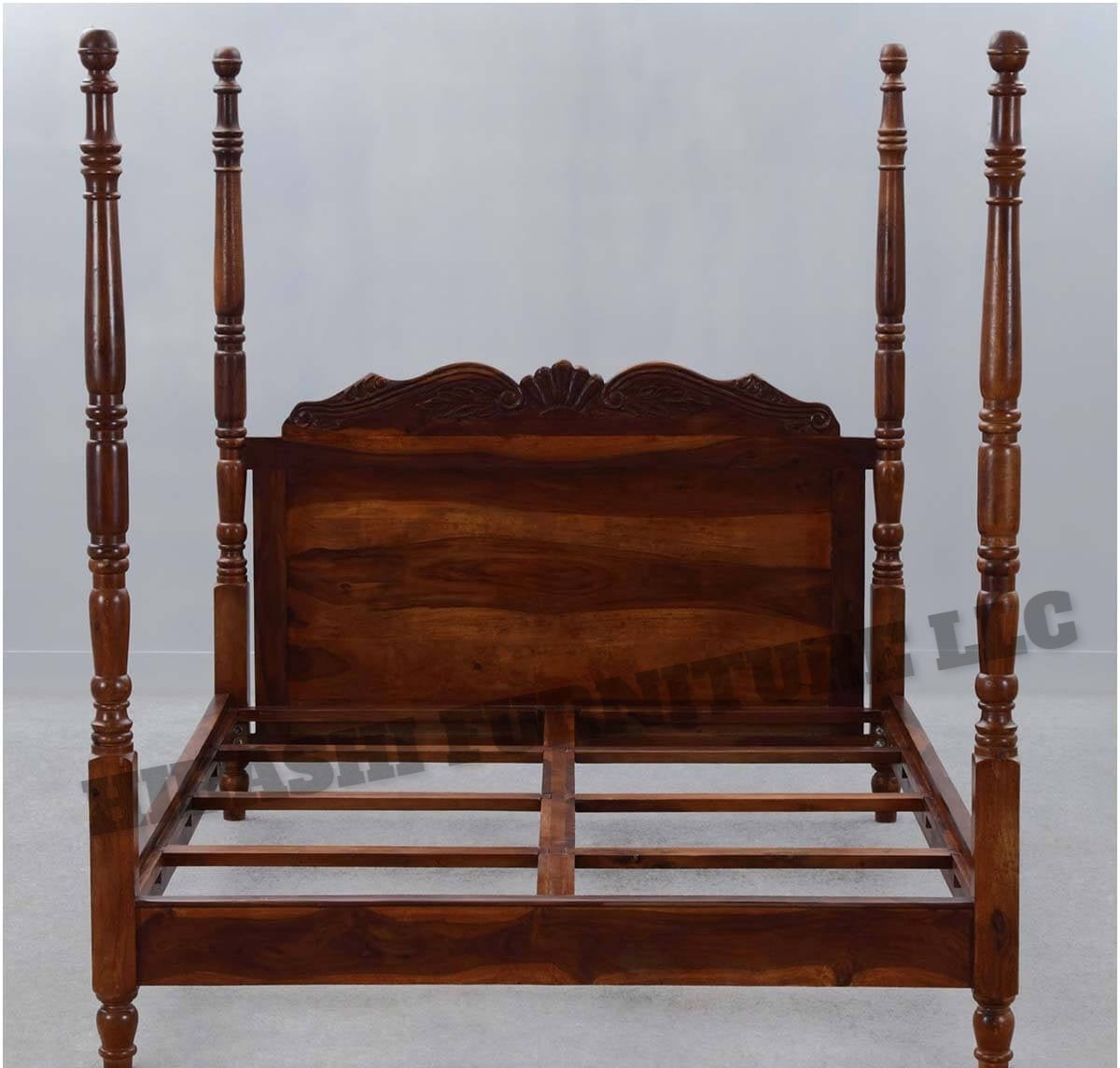 Hibashi Solid Wood Four Poster Platform Bed Frame w Headboard – handcrafted solid wood furniture