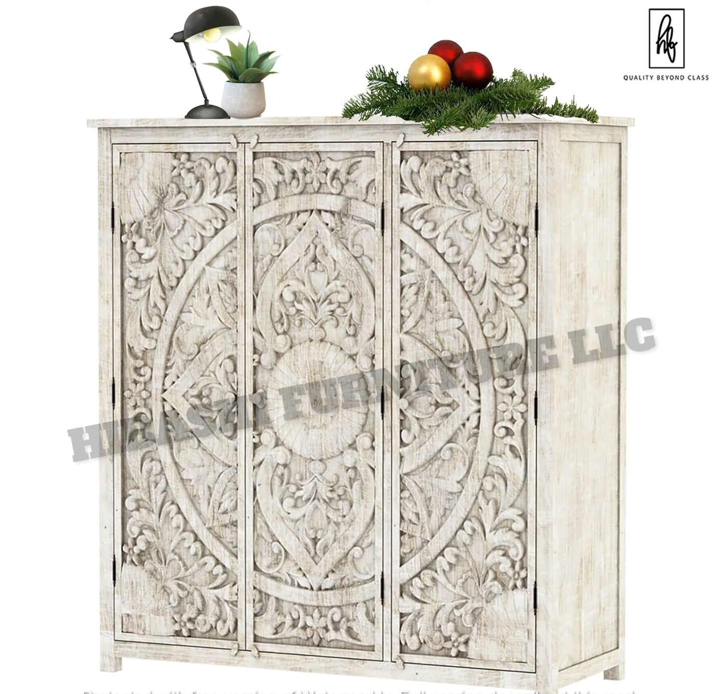 ILANO Hand - carved Solid Mango Wood 3 - door Armoire – handcrafted solid wood furniture