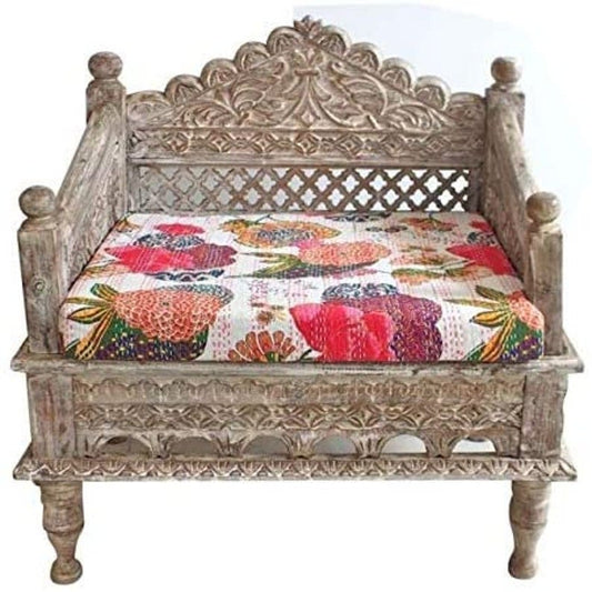 INDIAN HAND CARVED MAHARAJA RECLAIMED WOODEN CHAIR – handcrafted solid wood furniture
