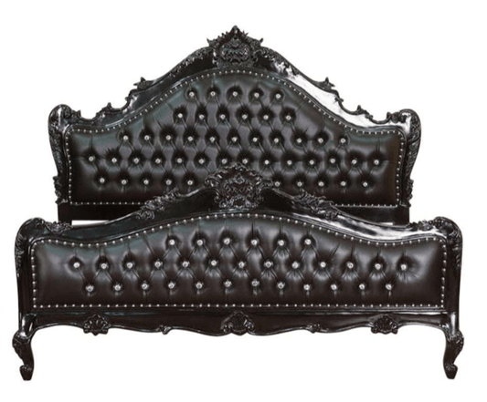 Jabs Hand carved Solid Wooden Upholstered Tufted Bed – handcrafted solid wood furniture