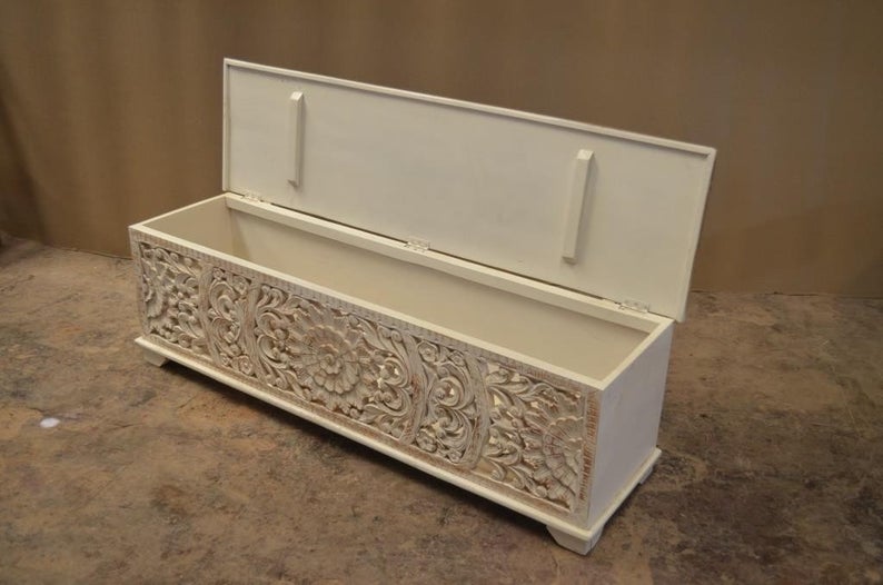 JALI Hand Carved Chest Box, handmade Footboard runner Storage chest – handcrafted solid wood furniture