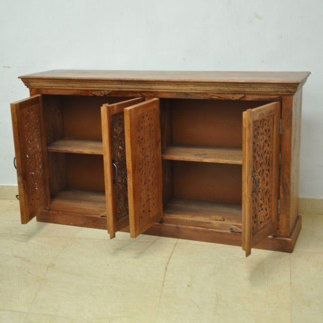 JALI SOLID 4 DOOR WOODEN SIDEBOARD – handcrafted solid wood furniture