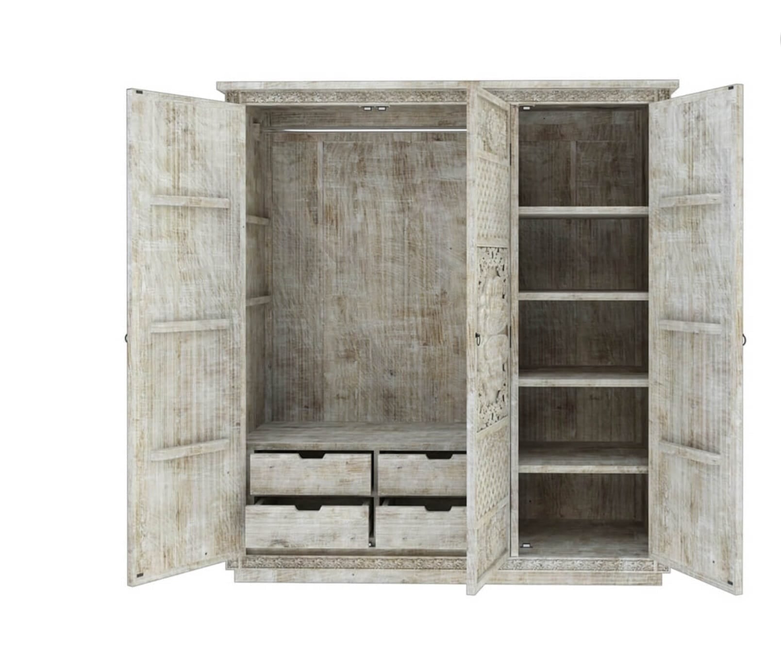 Juffair Hand Carved Solid Wood Armoire – handcrafted solid wood furniture