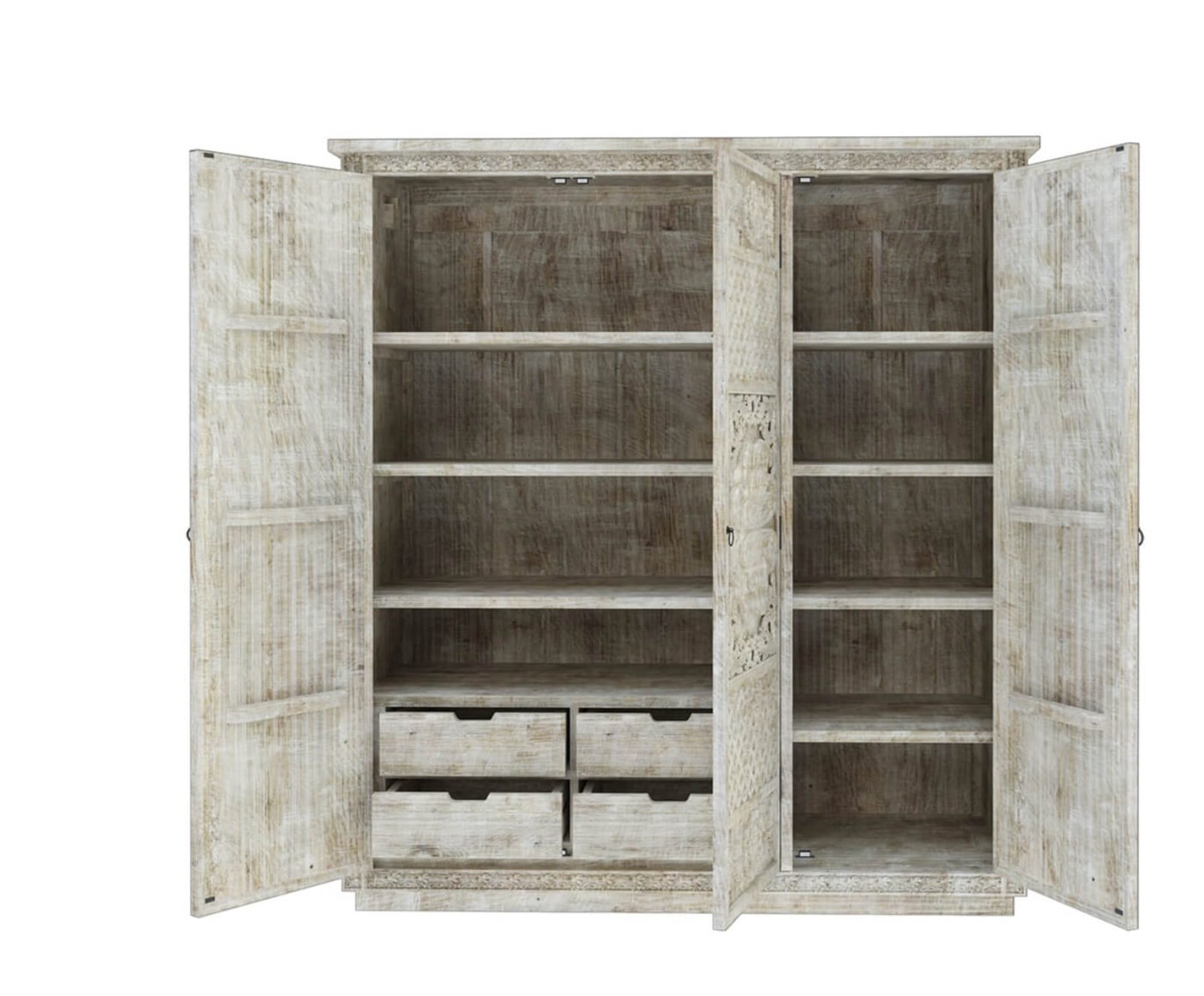 Juffair Hand Carved Solid Wood Armoire – handcrafted solid wood furniture