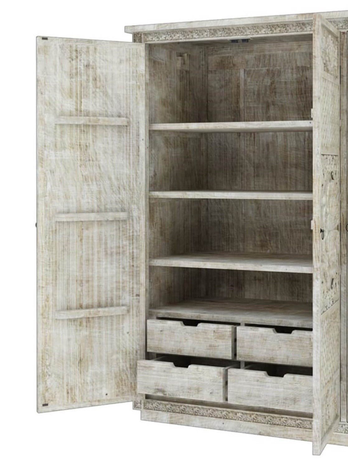 Juffair Hand Carved Solid Wood Armoire – handcrafted solid wood furniture