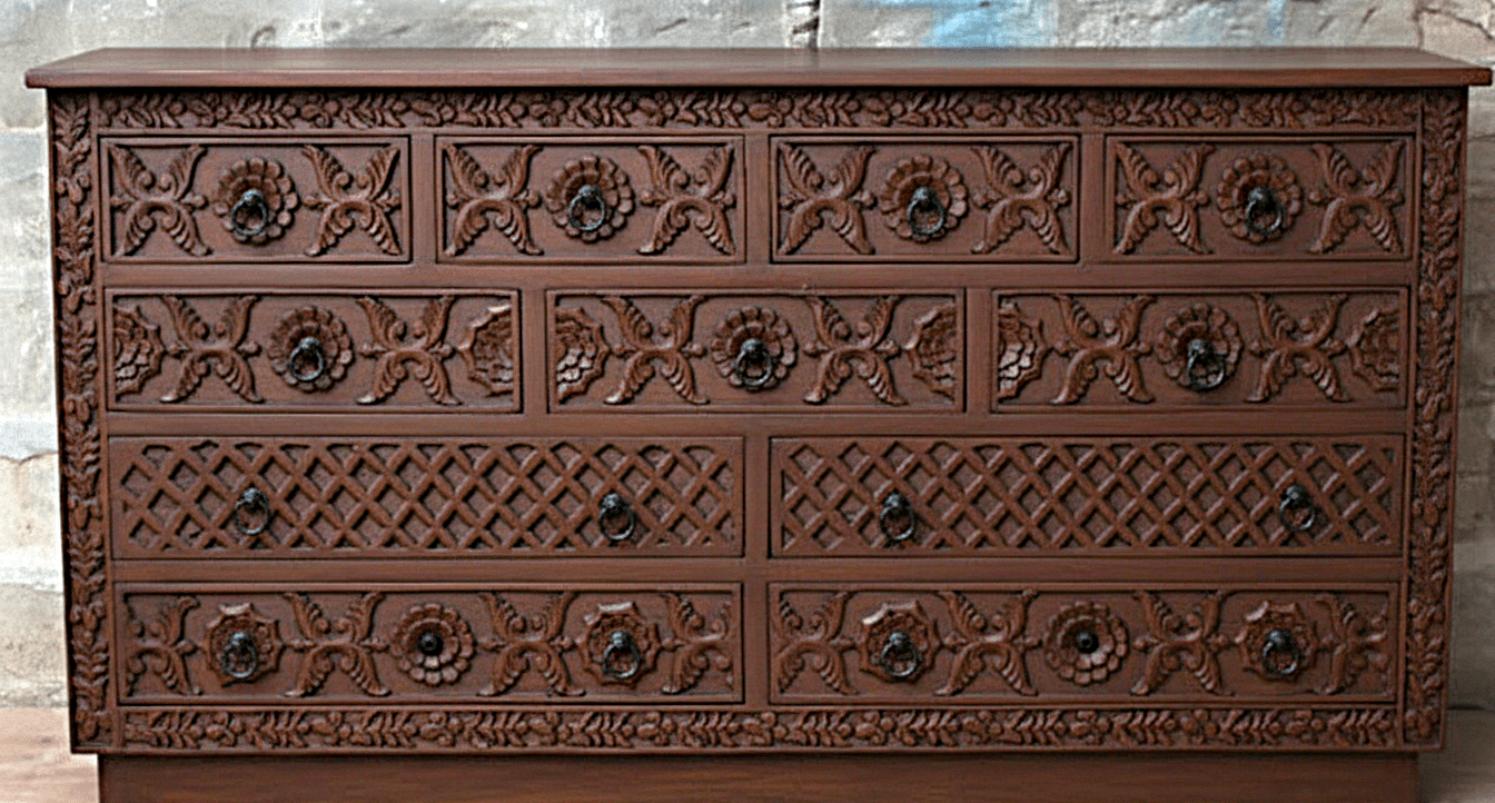 Juffair Hand - Carved Solid Wood Platform Bed – handcrafted solid wood furniture