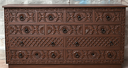 Juffair Hand - Carved Solid Wood Platform Bed – handcrafted solid wood furniture