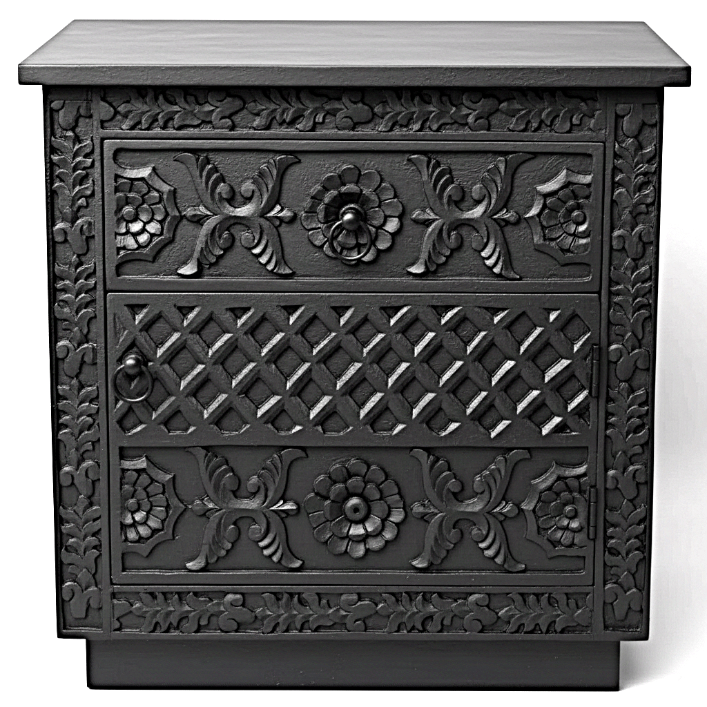 Juffair Hand - Carved Solid Wood Platform Bed – handcrafted solid wood furniture