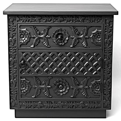 Juffair Hand - Carved Solid Wood Platform Bed – handcrafted solid wood furniture