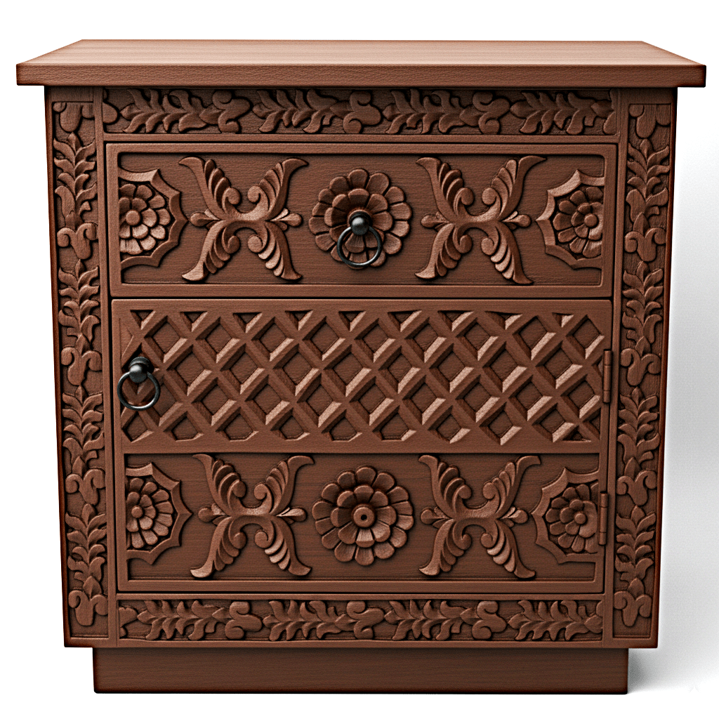 Juffair Hand - Carved Solid Wood Platform Bed – handcrafted solid wood furniture