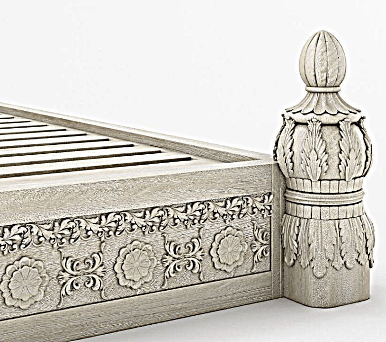 Juffair Hand Carved Solid Wood Bed - HF Commercial Furniture