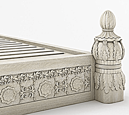Juffair Hand Carved Solid Wood Bed - HF Commercial Furniture