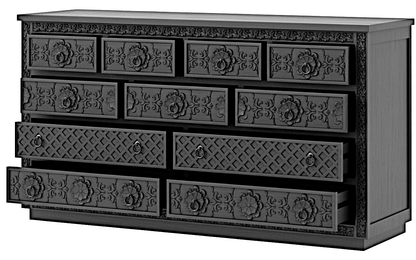 Juffair Hand - Carved Solid Wood Platform Bed – handcrafted solid wood furniture