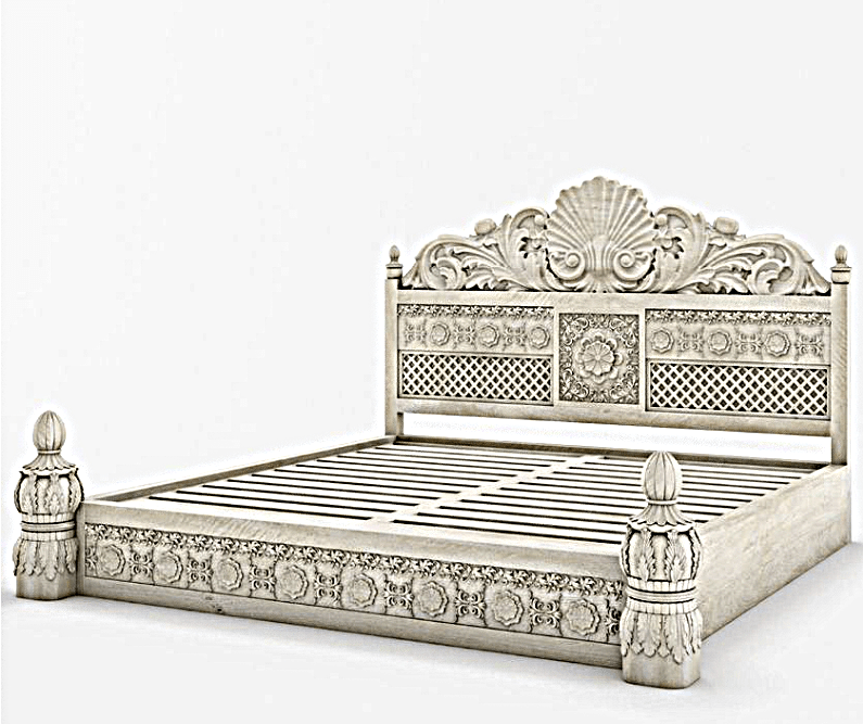 Juffair Hand - Carved Solid Wood Platform Bed – handcrafted solid wood furniture