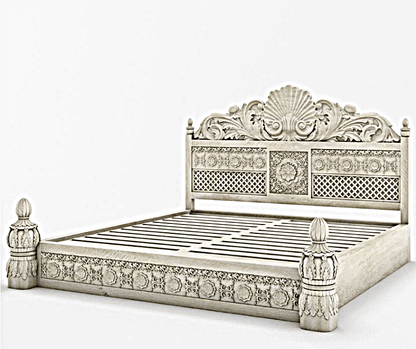 Juffair Hand - Carved Solid Wood Platform Bed – handcrafted solid wood furniture