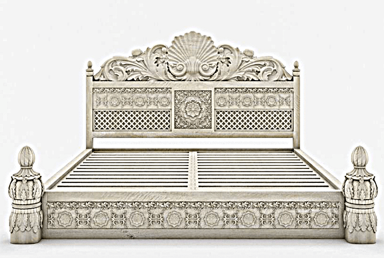 Juffair Hand Carved Solid Wood Bed by R-Designs Furniture – handcrafted solid wood furniture made in India