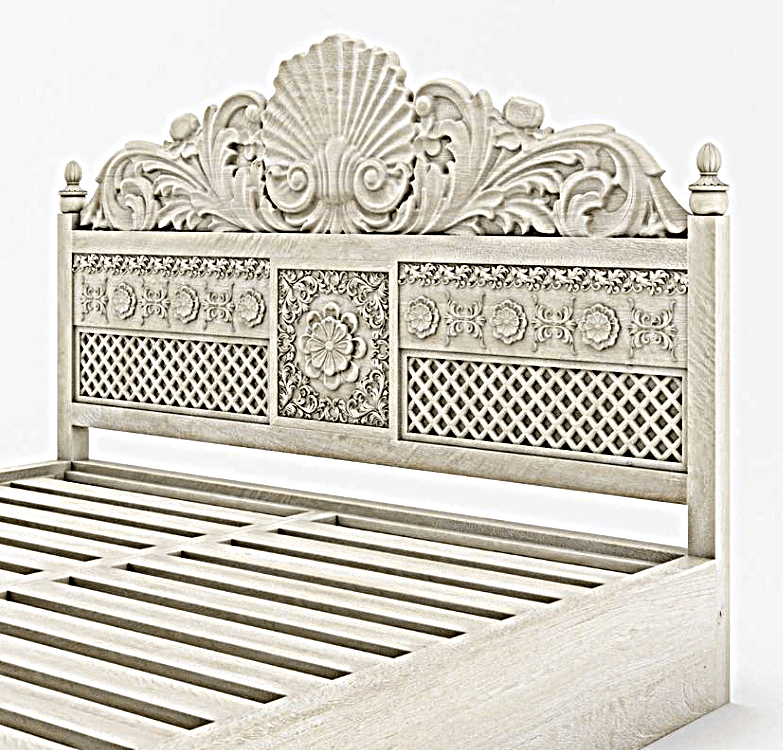 Juffair Hand Carved Solid Wood Bed - HF Commercial Furniture