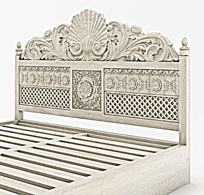 Juffair Hand Carved Solid Wood Bed - HF Commercial Furniture
