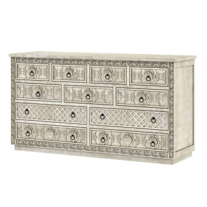 Juffair Hand Carved Wooden eleven Drawer Dresser – handcrafted solid wood furniture