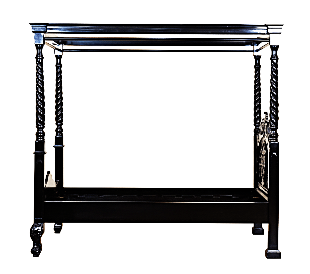 Kabak Gothic Hand Carved Solid Wooden Canopy Platform Bed - HF Commercial Furniture