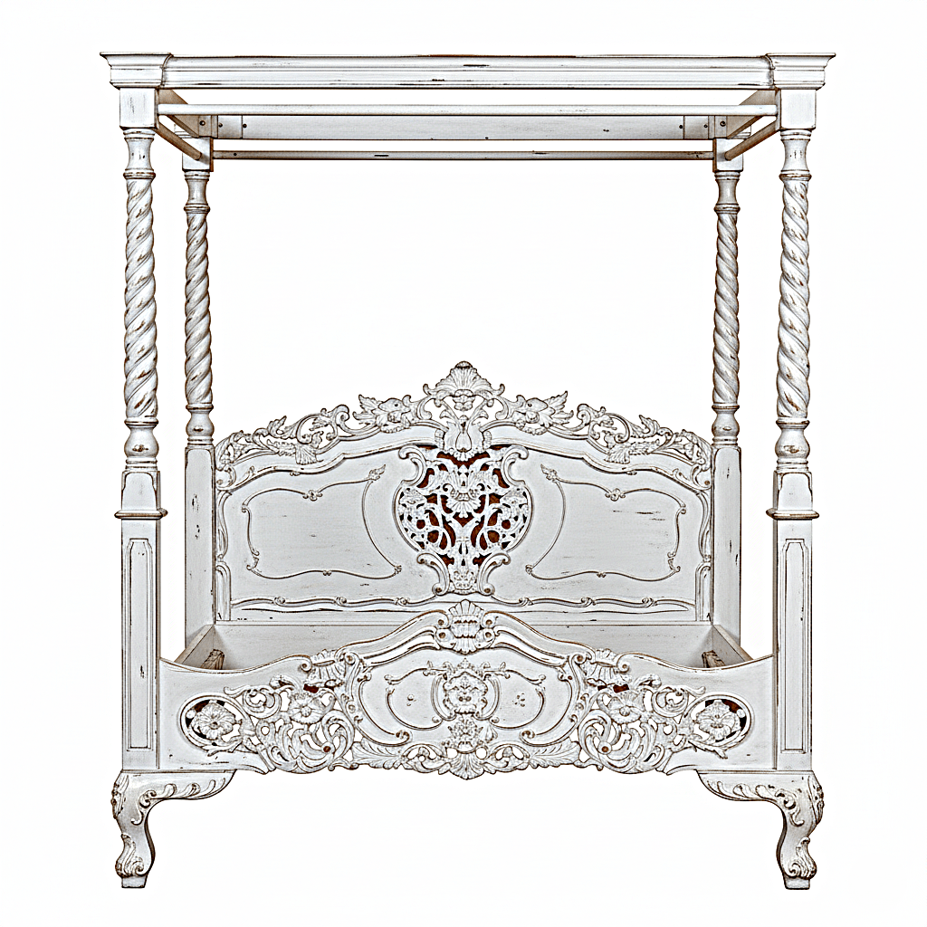 Kabak Gothic Hand Carved Solid Wooden Canopy Platform Bed – handcrafted solid wood furniture