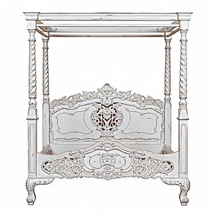 Kabak Gothic Hand Carved Solid Wooden Canopy Platform Bed – handcrafted solid wood furniture