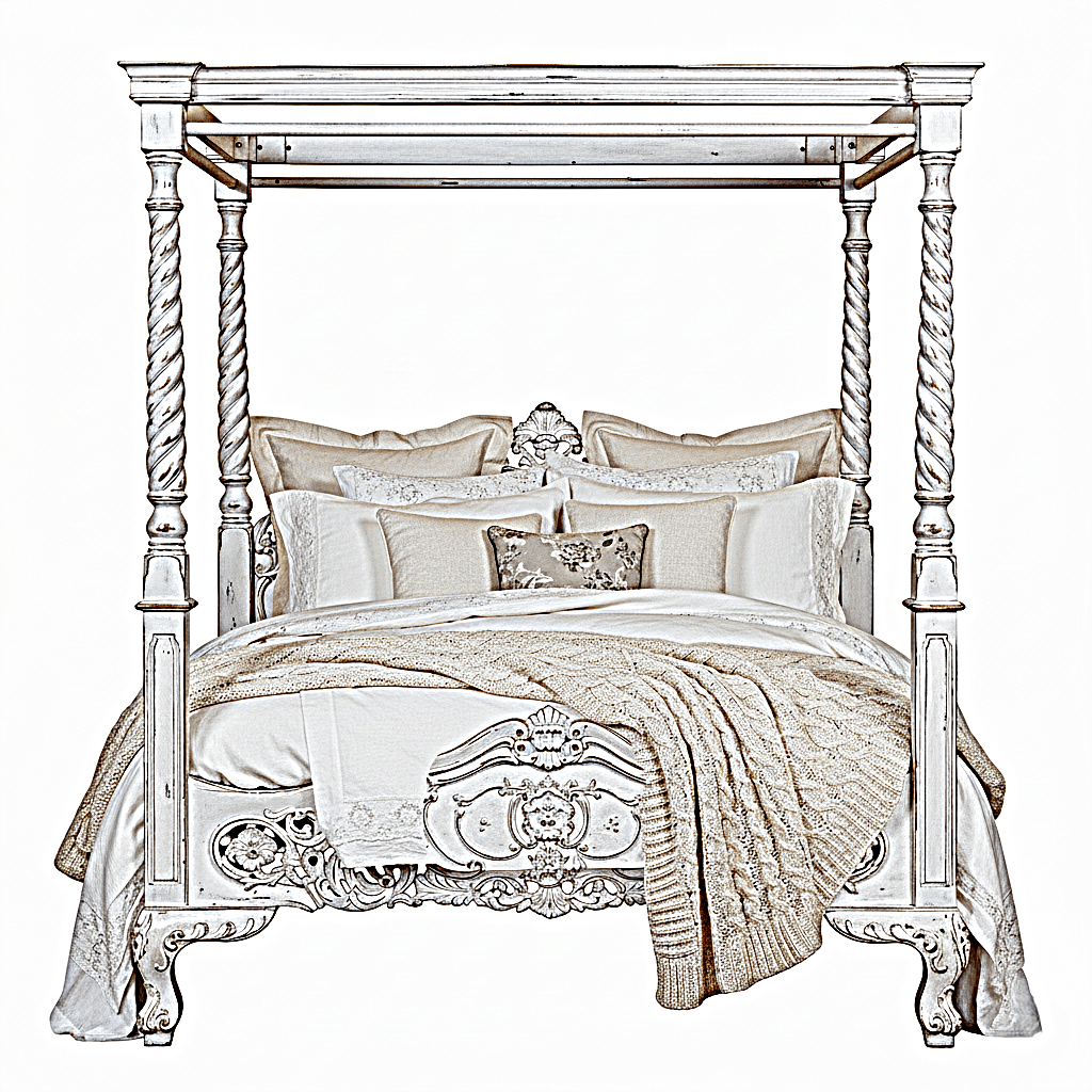 Kabak Gothic Hand Carved Solid Wooden Canopy Platform Bed – handcrafted solid wood furniture