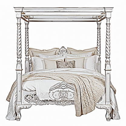 Kabak Gothic Hand Carved Solid Wooden Canopy Platform Bed – handcrafted solid wood furniture
