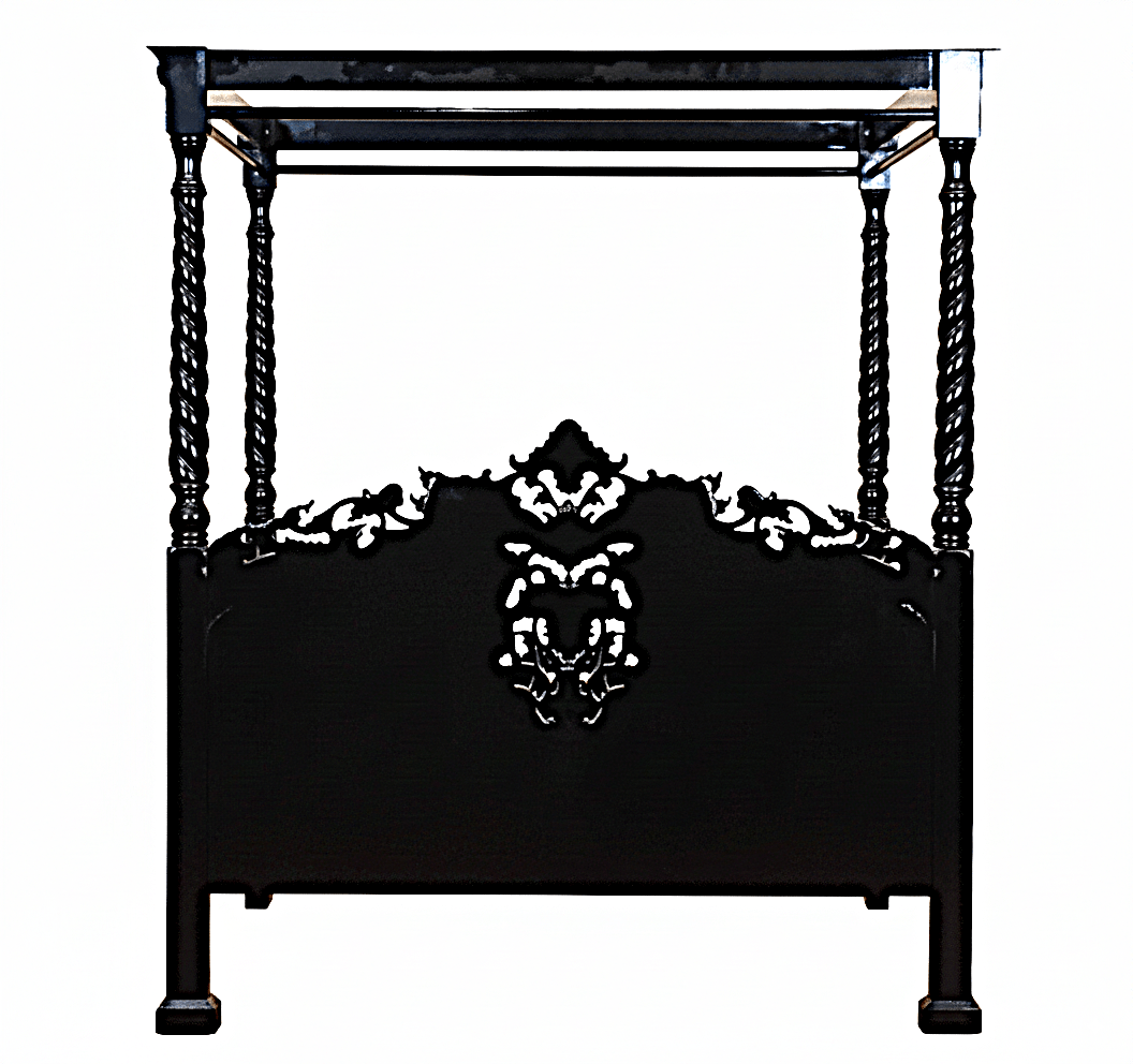 Kabak Gothic Hand Carved Solid Wooden Canopy Platform Bed - HF Commercial Furniture