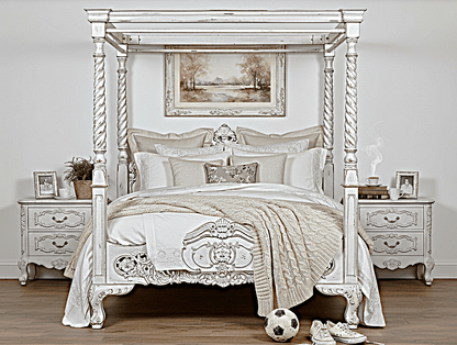 Kabak Gothic Hand Carved Solid Wooden Canopy Platform Bed – handcrafted solid wood furniture