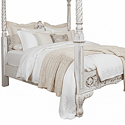 Kabak Gothic Hand Carved Solid Wooden Canopy Platform Bed - HF Commercial Furniture