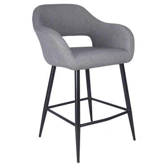 KALAW Dark Grey Upolstered Counter Stool – handcrafted solid wood furniture