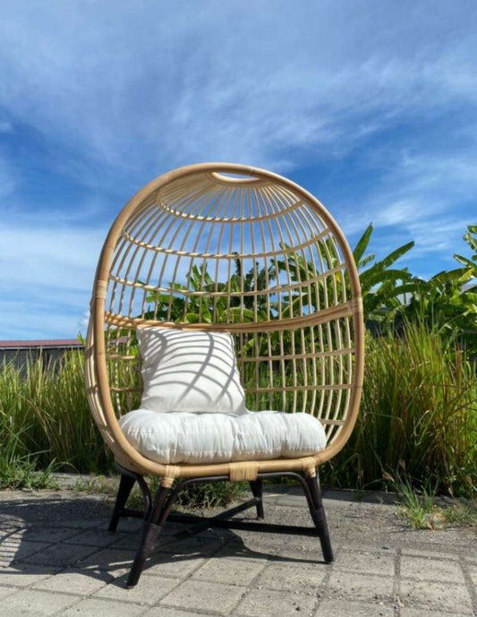 KAMALA Rattan Egg Chair – handcrafted solid wood furniture