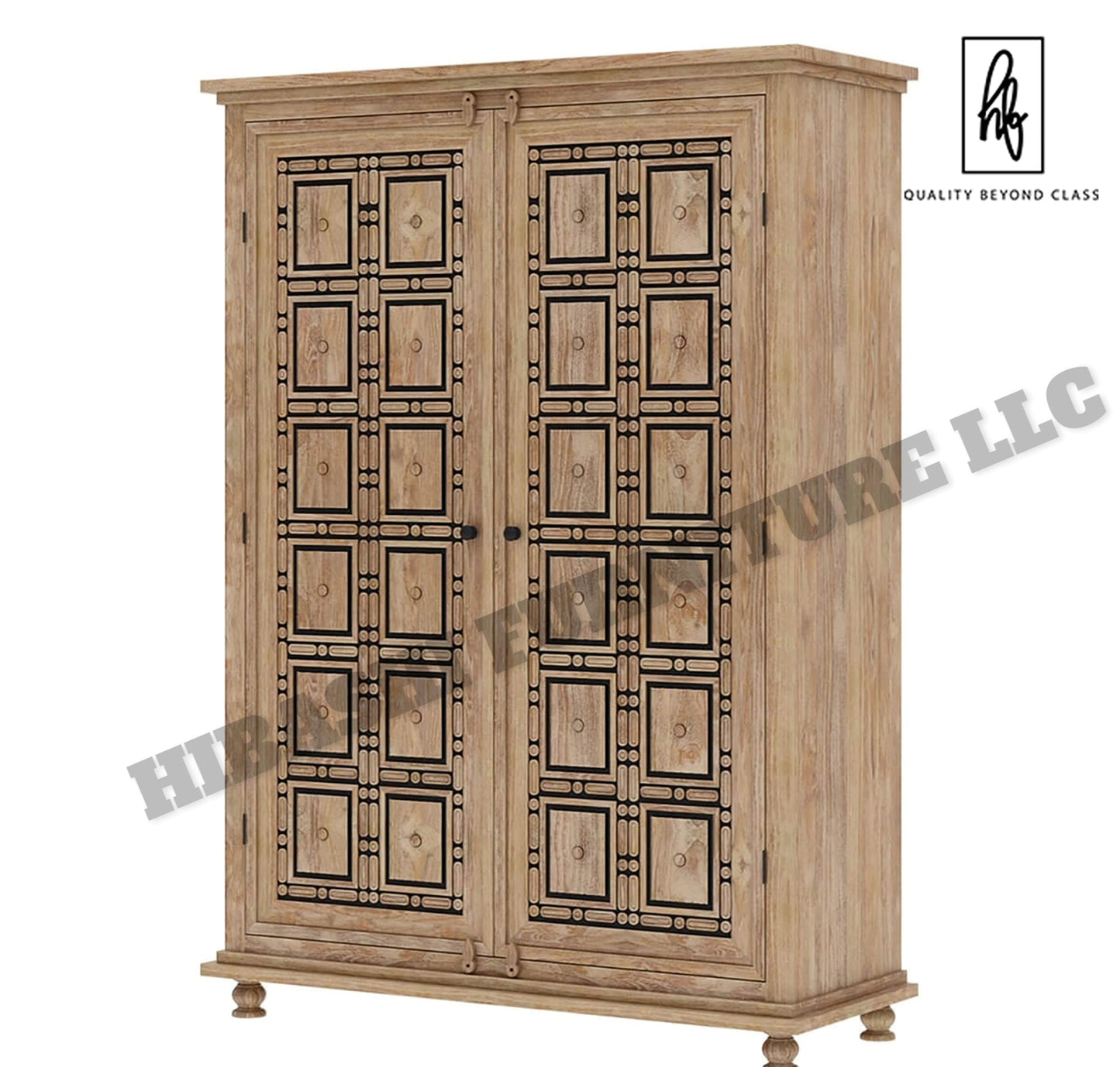 KARINA Traditional Solid Wood Armoire Wardrobe With 4 Drawers – handcrafted solid wood furniture