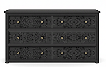 Kasbah Hand - Carved Solid Wooden 6 - Drawer Dresser – handcrafted solid wood furniture