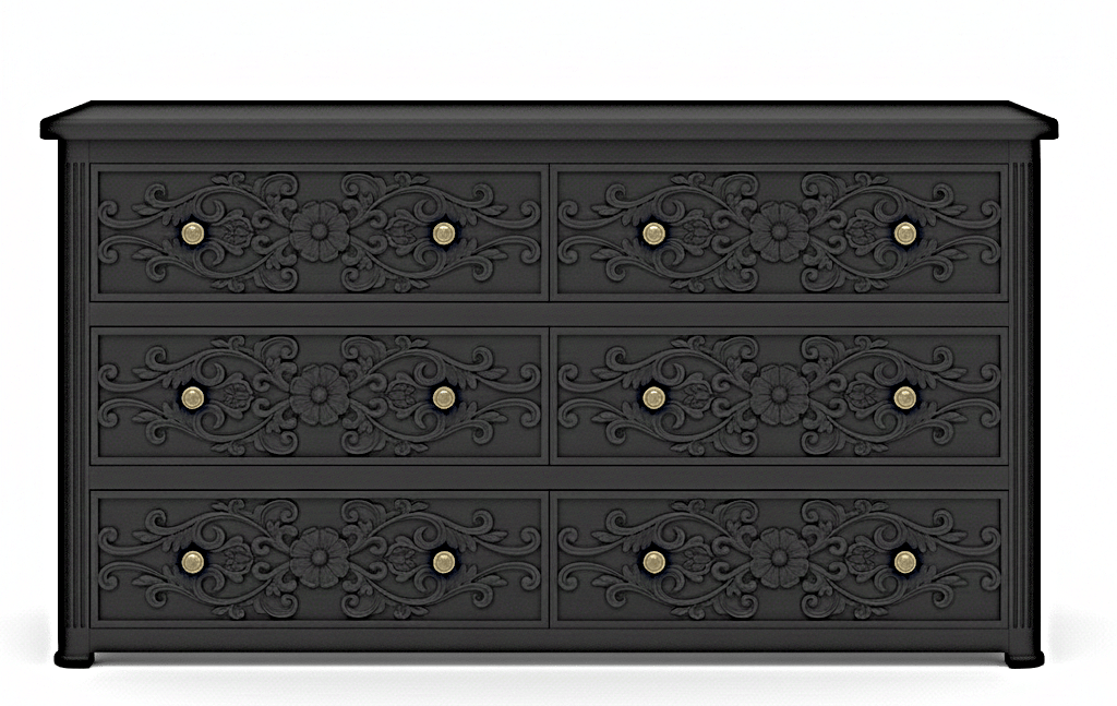 Kasbah Hand - Carved Solid Wooden 6 - Drawer Dresser – handcrafted solid wood furniture