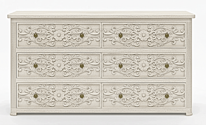 Kasbah Hand - Carved Solid Wooden 6 - Drawer Dresser – handcrafted solid wood furniture