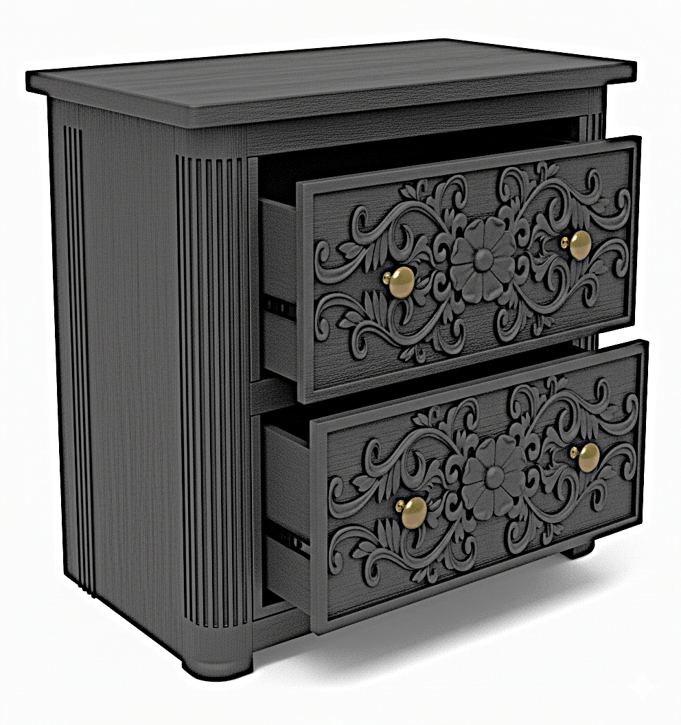Kasbah Hand - Carved Solid Wooden Nightstand – handcrafted solid wood furniture