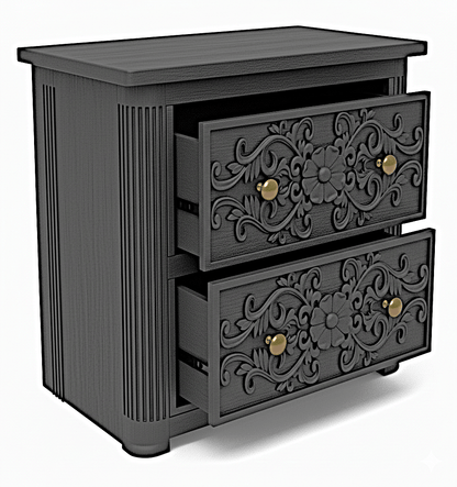 Kasbah Hand - Carved Solid Wooden Nightstand – handcrafted solid wood furniture